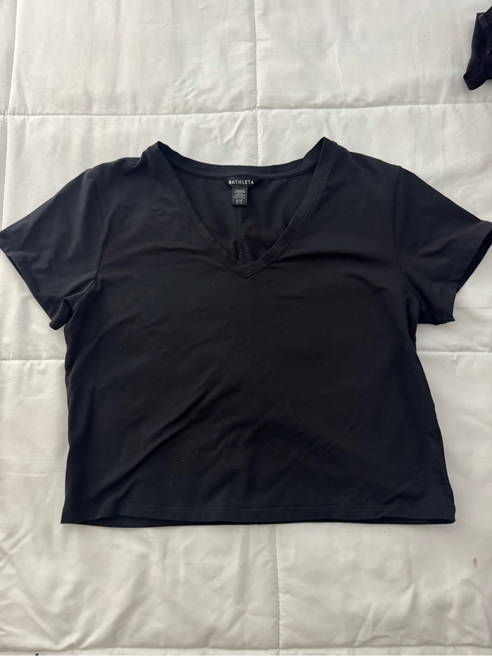 Athleta Black V-Neck Short Sleeve Tee - Relaxed Fit